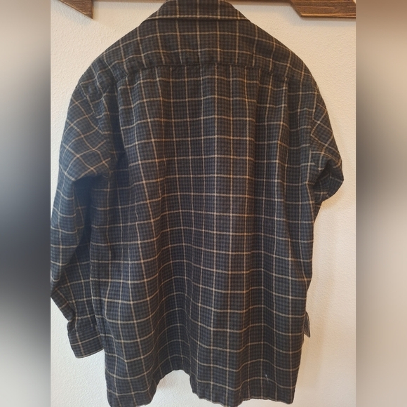 Daks London Mens Wool Blend Button Down Flannel Black/Tan/Gray Size 110 M/L - Picture 6 of 8